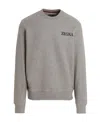 Zegna Rubberized Logo Crewneck Sweatshirt In Gray
