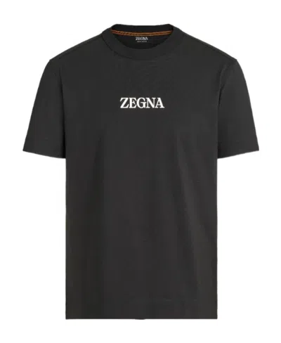 Zegna Logo-print Cotton T-shirt In Black