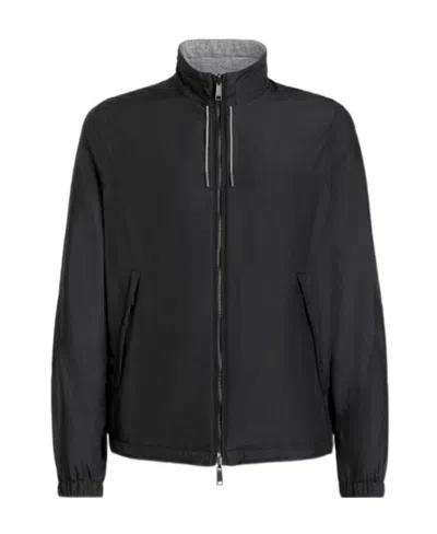 Zegna Logo-print Reversible Jacket In Black