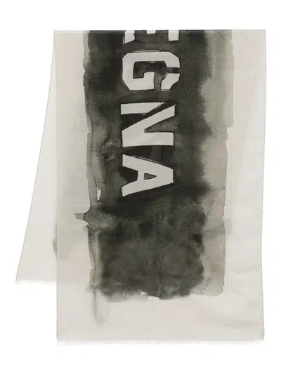 Zegna Logo-print Scarf In Black