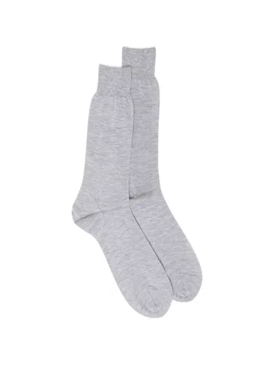 Zegna Logo-print Socks In Gray