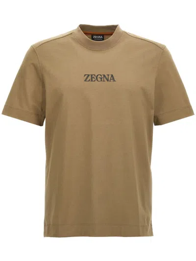 Zegna Logo-print T-shirt In Brown