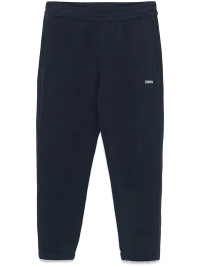 Zegna Logo-print Track Pants In Blue
