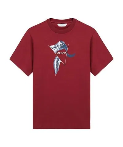 Zegna Logo Printed Short Sleeves In Red