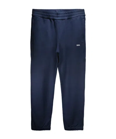 Zegna Logo Sports Pants In Blue