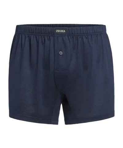 Zegna Logo Sticker Underwear In Blue
