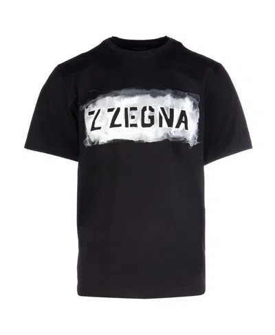 Zegna Logo T-shirt In Black