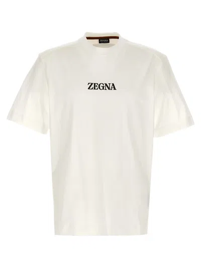 Zegna Crew Neck Logo T-shirt In White
