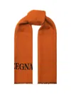 Zegna Logo Wool Scarf Black/brown