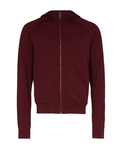 Zegna Logo Zipper Hoodie In Brown