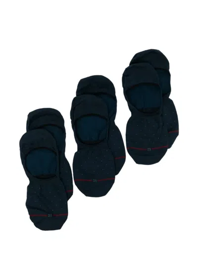 Zegna Logo-detail Mico-dot Socks In Blue