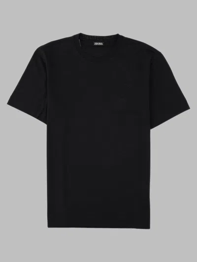 Zegna Logo-embroidered Cotton T-shirt In Black