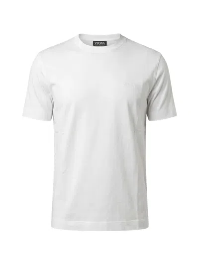 Zegna Logo-embroidered T-shirt In White