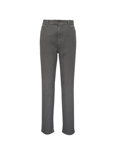 Zegna Logo-patch Trousers In Brown