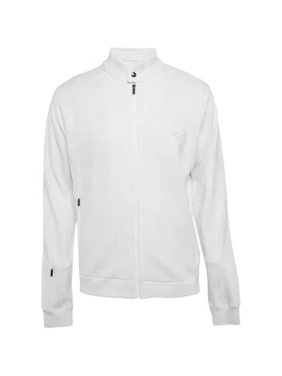 Pre-owned Zegna Logo-patch Zip-up Sweatshirt In White