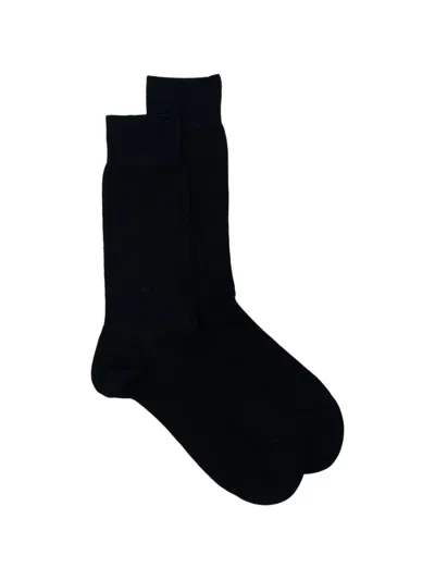 Zegna Logo-print Mid-calf Socks In Black
