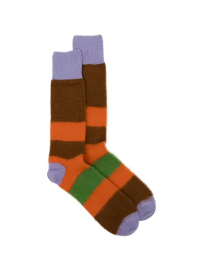 Zegna Logo-print Striped Socks In Multi
