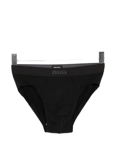 Zegna Logo-waistband Briefs In Black