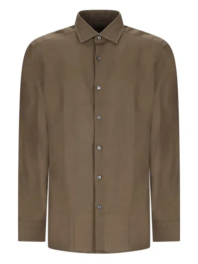Zegna Long-sleeve Button-fastening Shirt In Green