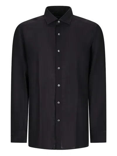 Zegna Long-sleeve Button-up Shirt In Black