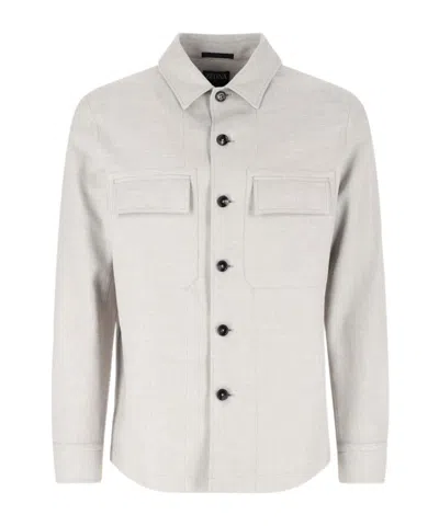 ZEGNA CUT-AWAY-COLLAR SHIRT