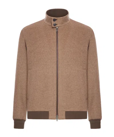 Zegna Blouson In Oasis Cashmere Elements In Brown