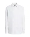 Zegna Micro Striped Trecapi Tailored Fit Long Sleeve Shirt In White