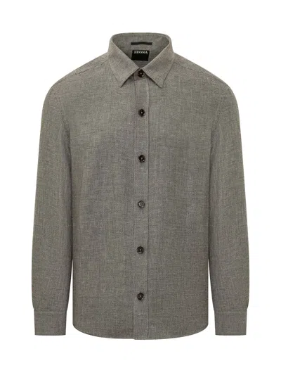 Zegna Long Sleeve Overshirt In Gray