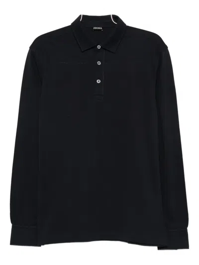Zegna Long-sleeve Polo Shirt In Blue