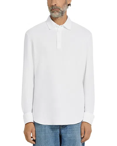 Zegna Cotton Polo Shirt In Optical White