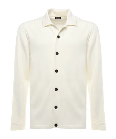 Zegna Textured Wool Shirt Jacket In White