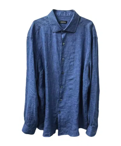 Zegna Long Sleeve Shirt In Blue