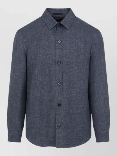 Zegna Long Sleeve Shirt Button Cuffs Collar In Brown