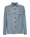 Zegna Light Blue Linen And Virgin Wool Alba Overshirt In Gray