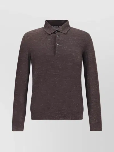 ZEGNA LONG SLEEVE SILK TOP