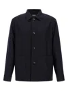 Zegna Overshirt With Collared Design And Pockets In Blue