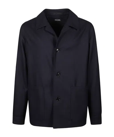 Zegna Long-sleeved Casual Jacket In Black