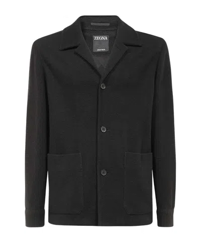 Zegna Long-sleeved Casual Jacket In Black
