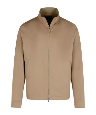 Zegna Long-sleeved Casual Jacket In Nude