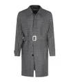 Zegna Houndstooth Pattern Coat Belted Waist In Black