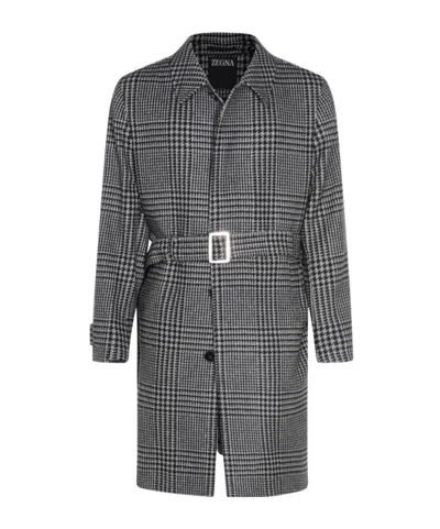 ZEGNA ZEGNA BELTED CHECKED COAT