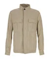 Zegna Stand Collar Jacket Buttoned Cuffs Front Pockets In Brown