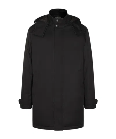 ZEGNA ZEGNA LONG SLEEVED HOODED COAT
