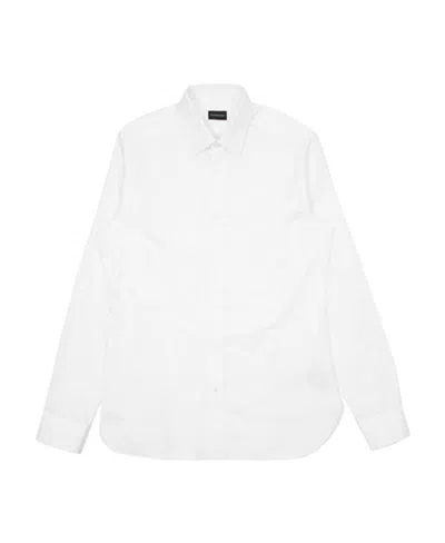Zegna Long-sleeved Lapel Shirt In White