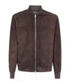 Zegna Long-sleeved Leather Jacket In Brown