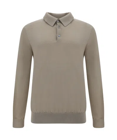 Zegna Long-sleeved Polo Shirt In Gray