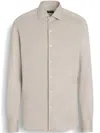 Zegna Light Beige Centoventimila Cotton And Linen Shirt In Olive Green