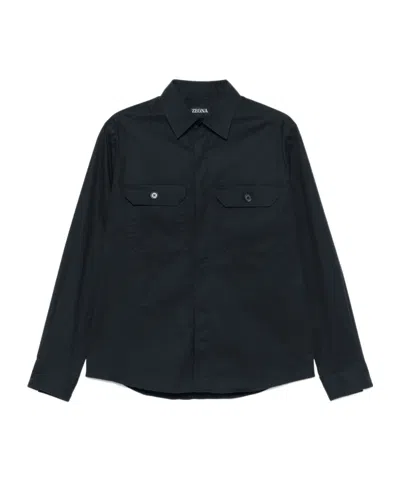 ZEGNA ZEGNA LONG-SLEEVED POPLIN SHIRT