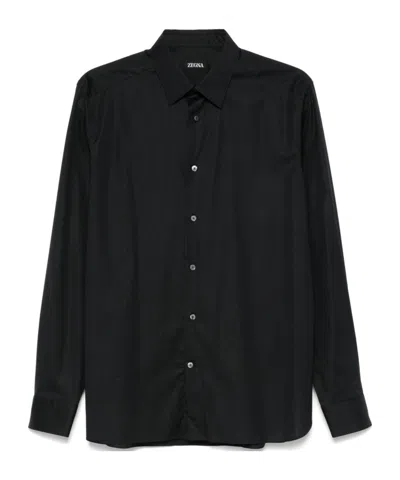 Zegna Long-sleeved Shirt In Black