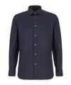 Zegna Poplin Shirt With Pointed Collar And Long Sleeves In Black